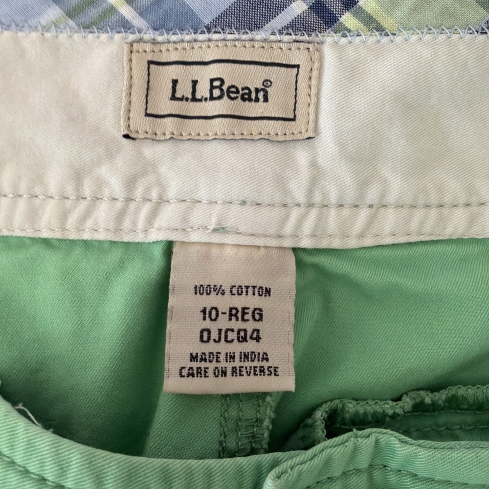 LL Bean Women's 10 Regular Green Relaxed Fit Cotton Trouser Pants Pockets Spring - Picture 5 of 10